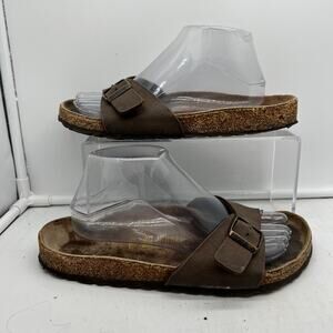 Birkenstock Sandals Womens 40 US 9 Madrid Brown Leather Shoes Slide Strap *